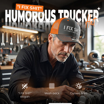 🧢 LIMITED-TIME 50% OFF! ✨ "I Fix Shit" Embroidered Trucker Hat – Breathable Mesh, Sun Protection, Bold & Humorous Gift 🛠️