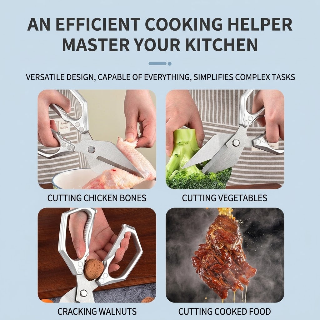 💯Japan's #1 Kitchen Scissors! ✂️Effortlessly Cut Poultry, Meat & More!